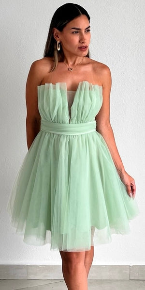 Charming Glamour Mint Tulle Mini Dress