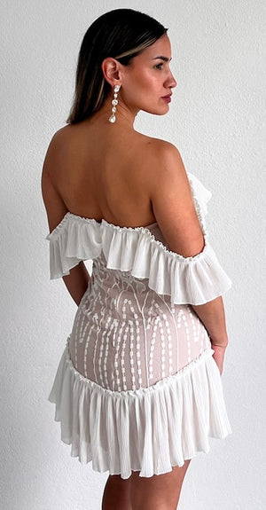 Sweet Stunner White Lace Off-Shoulder Dress