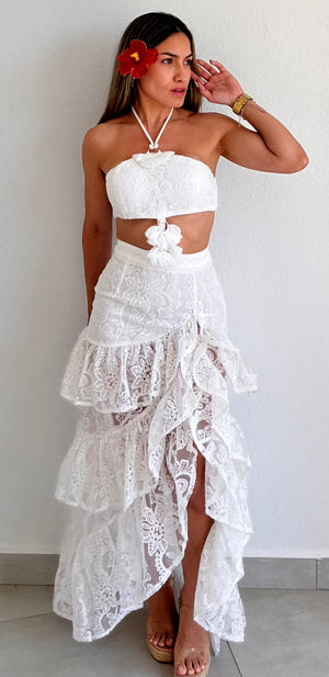 Ticket to Paradise White Embroidered Maxi Dress