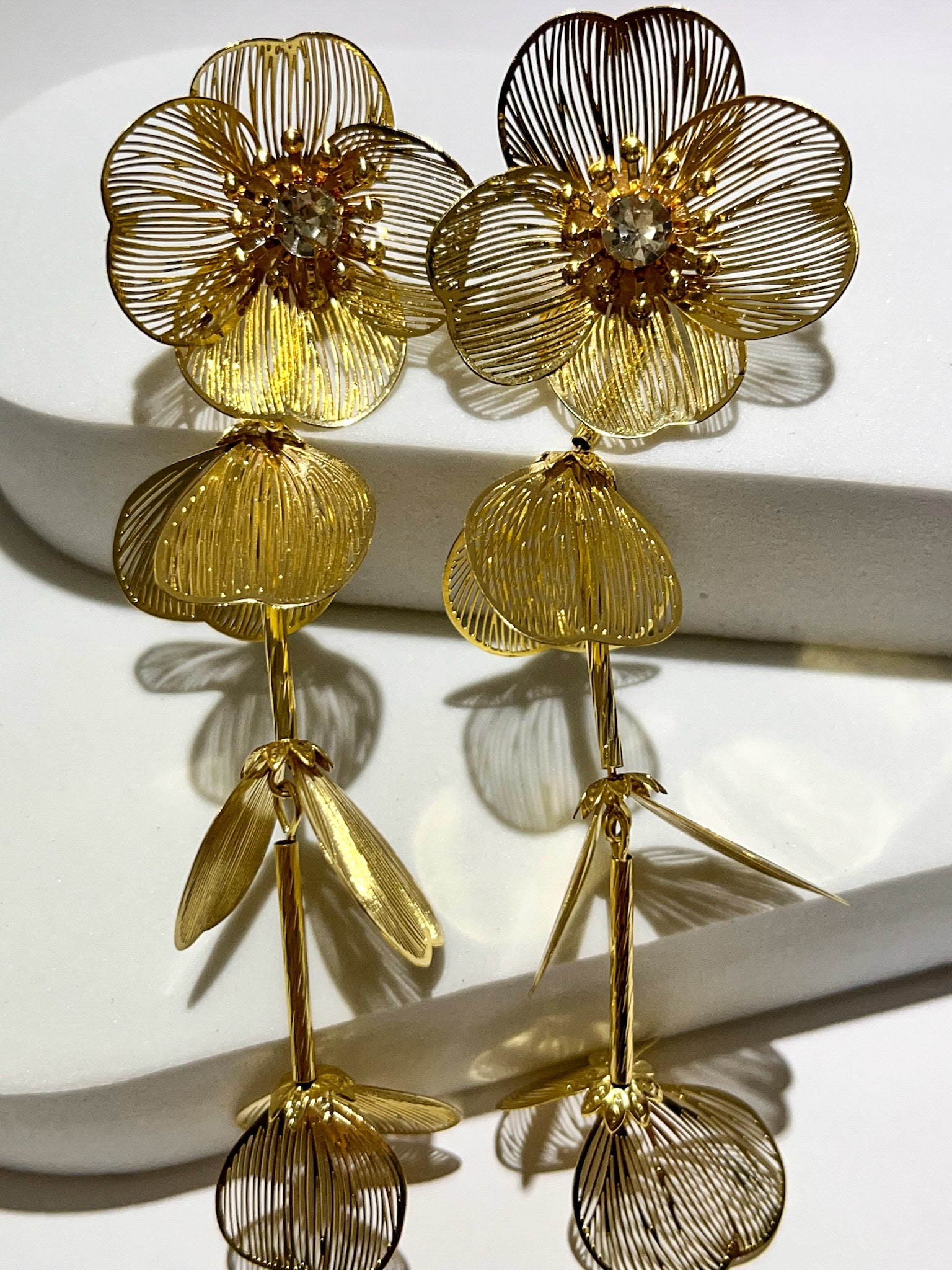 Flower Glam Gold Statement Earrings