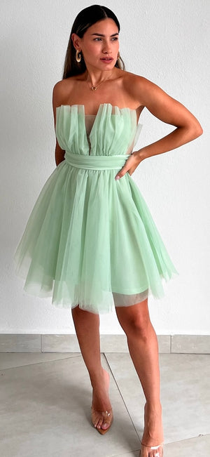 Charming Glamour Mint Tulle Mini Dress