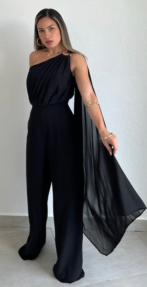 Enticing Endeavors Black One-Shoulder Jumpsuit