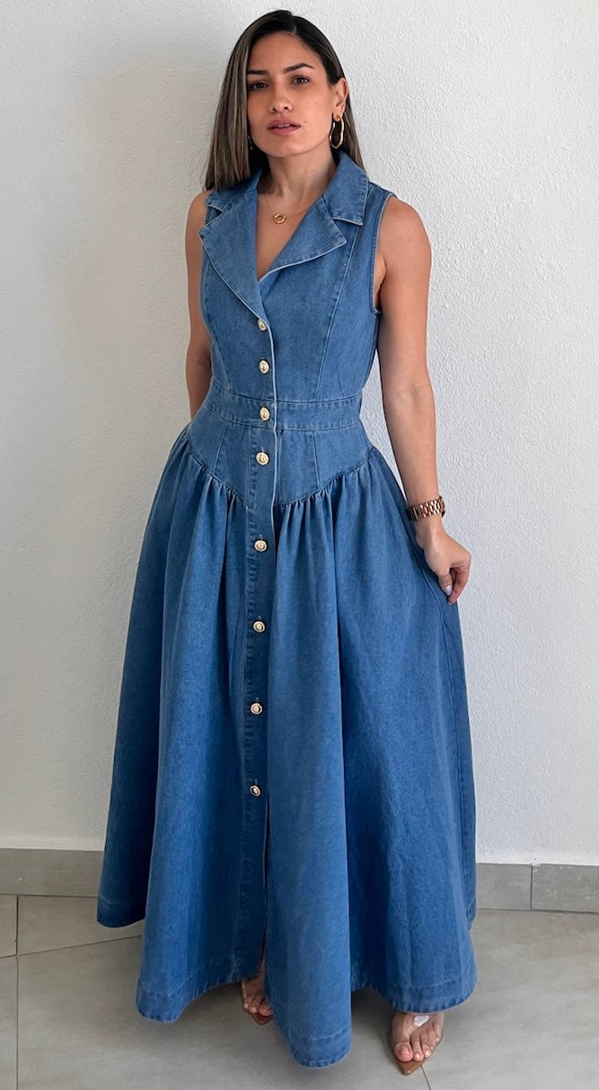 Decidedly Precious Button-Front Midi Dress