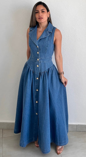 Decidedly Precious Button-Front Midi Dress