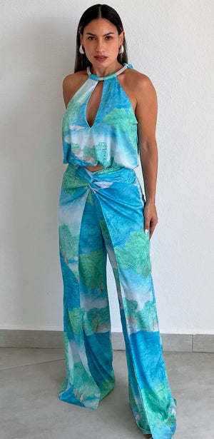 Resort Vibes Print Pants Two-Piece Set