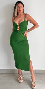 How I Feel Green Bodycon Midi Dress