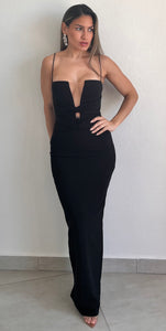 How Much I Care Black Bodycon Maxi Dress
