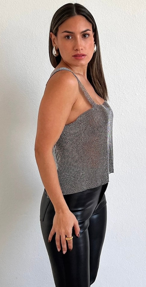 Showstopper Rhinestones Silver Crop Top