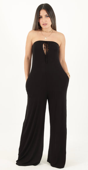 Just Let It Be Comfy Black Knit Jumpsuit