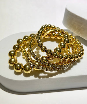 Glittering Impulse Gold Five-Piece Bracelet Set