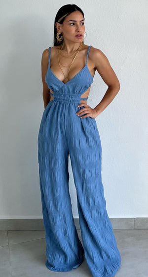 Divine Muse Midnight Blue Cut Out Jumpsuit