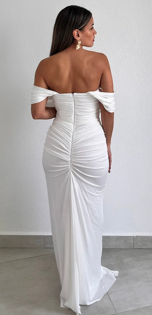 Sophisticated Angel White Mesh Long Dress