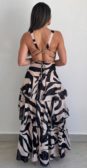 Divine Wandering Abstract Print Maxi Dress