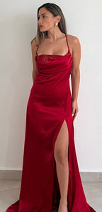 Moment to Shine Red Satin Long Dress