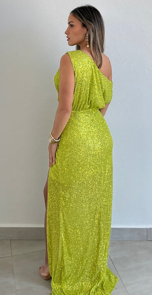 Sparkling Mood Lime Sequins Formal Gown