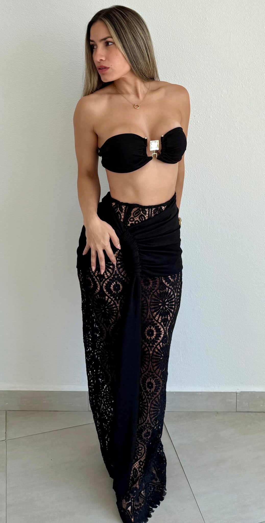 Mermaid in Lace Black Two-Piece Set