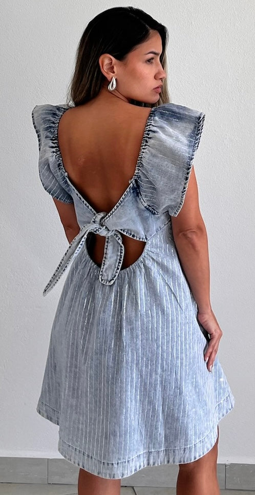 Denim & Glam Rhinestones Denim Dress – Zil boutique