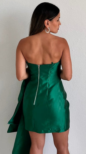 Captivating Style Green Satin Dress