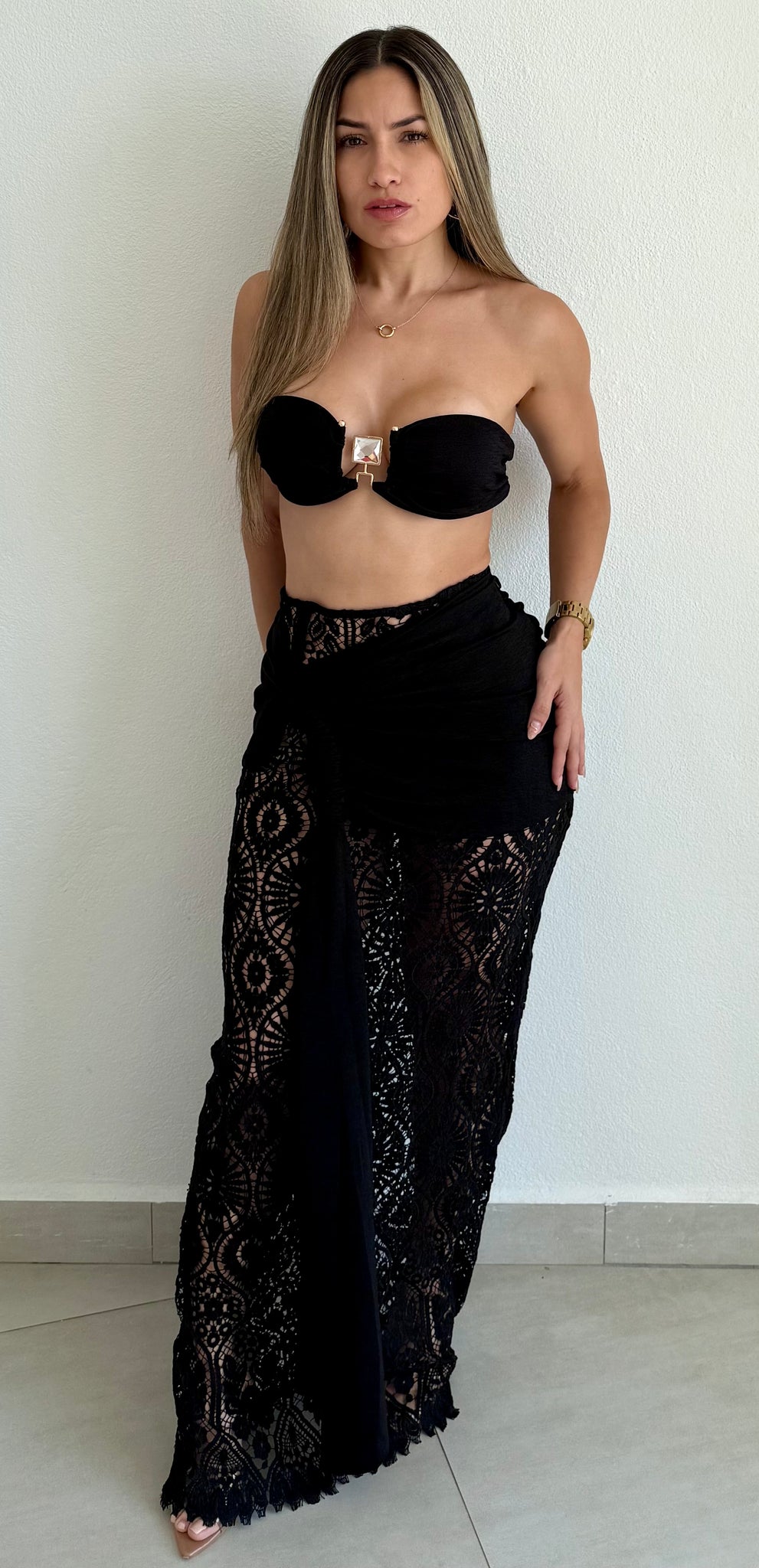 Mermaid in Lace Black Two-Piece Set