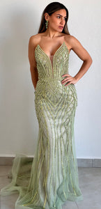 Feeling Like a Queen in Green Crystals Formal Gown