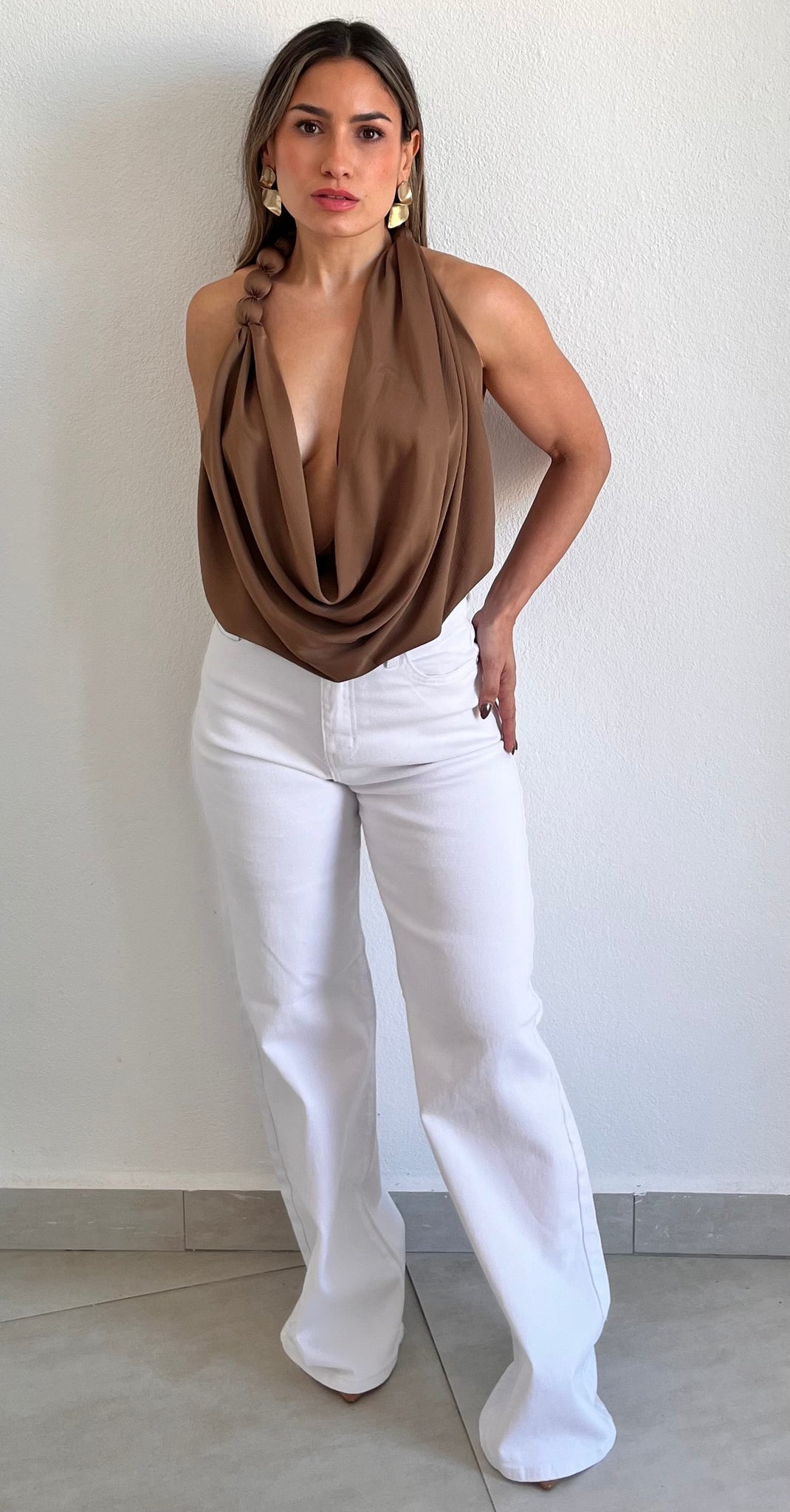 Resort Vibes Mocha Asymmetrical Top