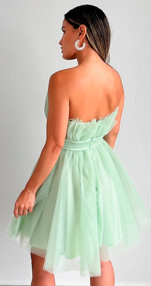 Charming Glamour Mint Tulle Mini Dress