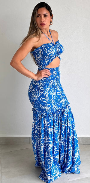 Refreshing Moment Print Scrunch Maxi Dress