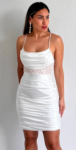 Days of Beauty White Satin Bodycon Dress