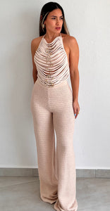 Sunset Vibes Nude Crochet Two-Piece Set