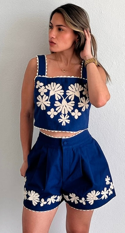 Greece Style Embroidered Two-Piece Set