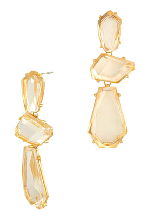 That Glamour Clear & Gold Stones Earrings