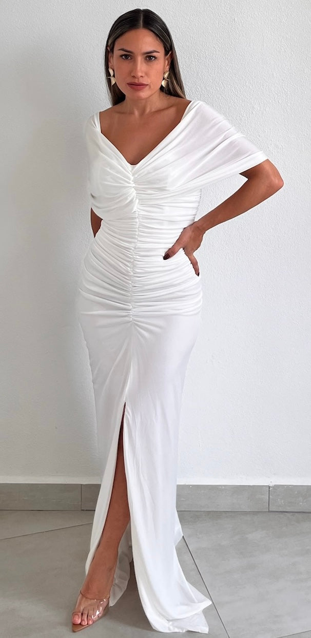 Sophisticated Angel White Mesh Long Dress