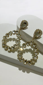 Glow For You Gold Teardrop Rhinestone Earrings