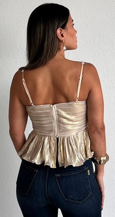 Radiant Moment Metallic & Pearls Top