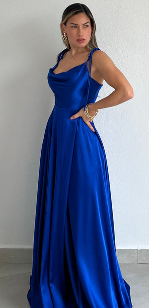 Simply Dreamy Royal Satin Formal Gown