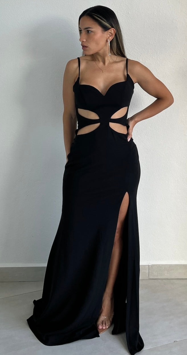 Going for the Wow Black Cut Out Formal Gown