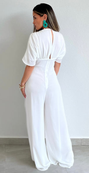 Always On Vacay in White Jumpsuit