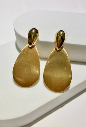 Simple Gleam Matte Gold Teardrop Earrings