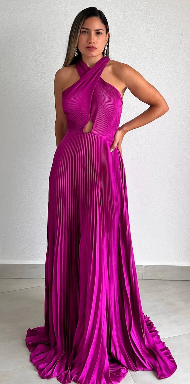 Keep You Enchanted Orchid Pleated Long Dress