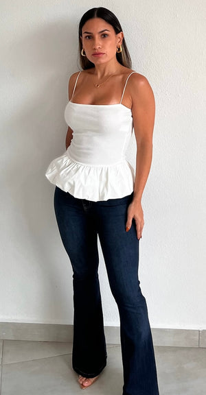 Cutely Defined Basic Bubble White Top