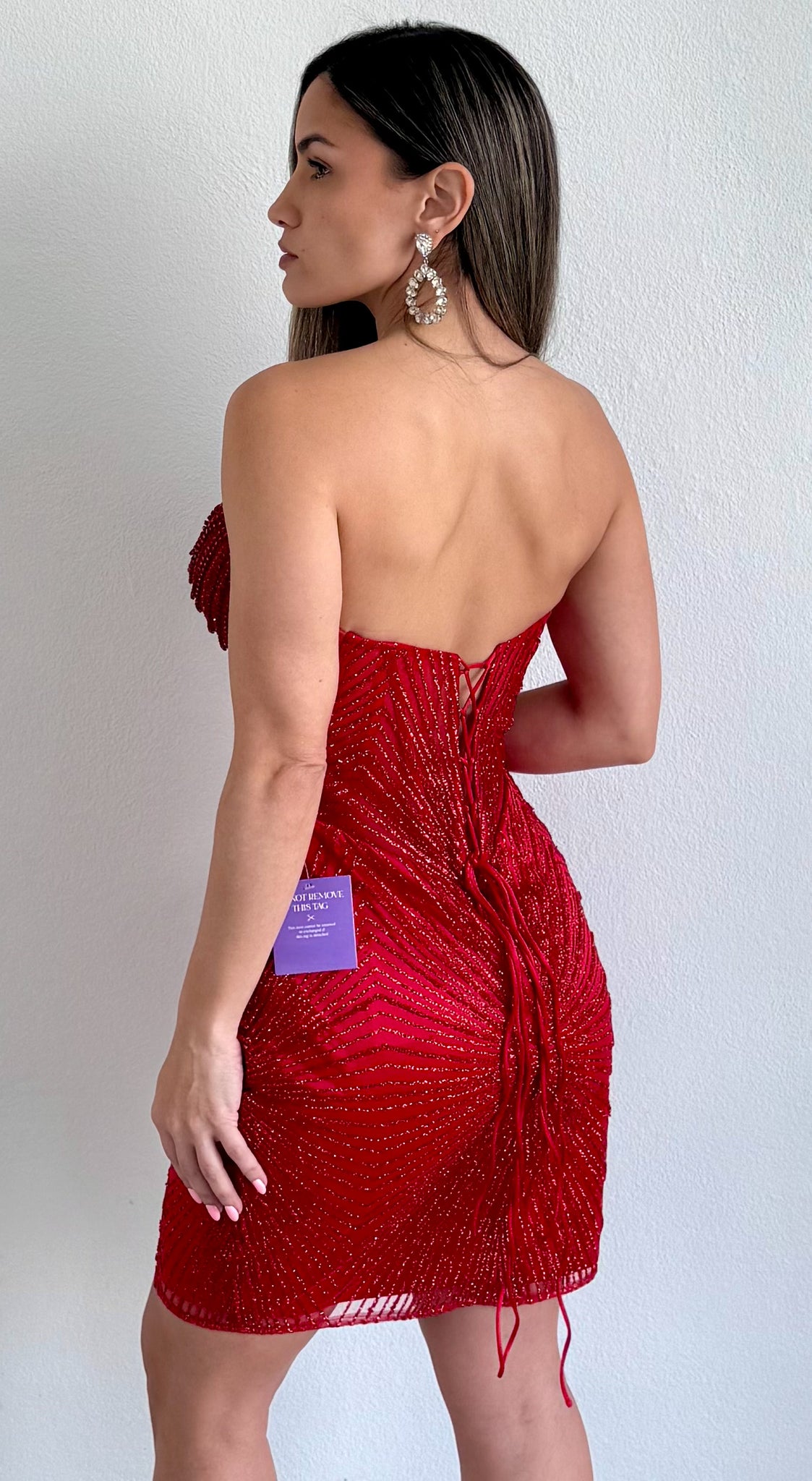 Seriously Sensational Red Glitter Formal Short Dress