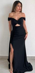 Keep It Elegant Black Off-Shoulder Formal Gown