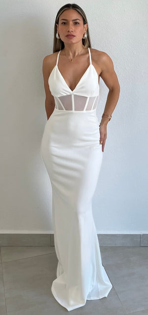 Affectionate Aura White Long Dress