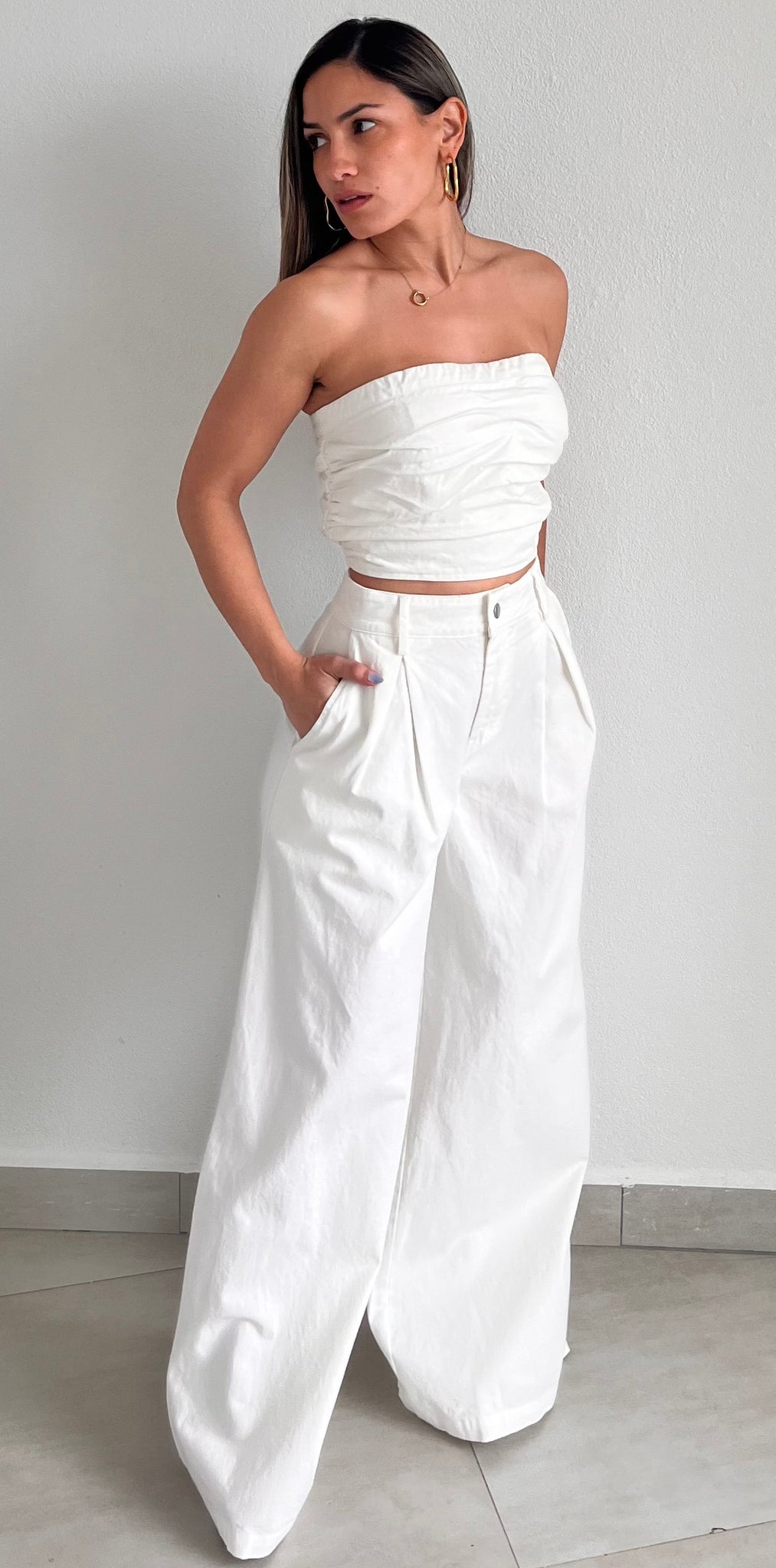 Trendy Attitude Denim Palazzo Two-Piece Set