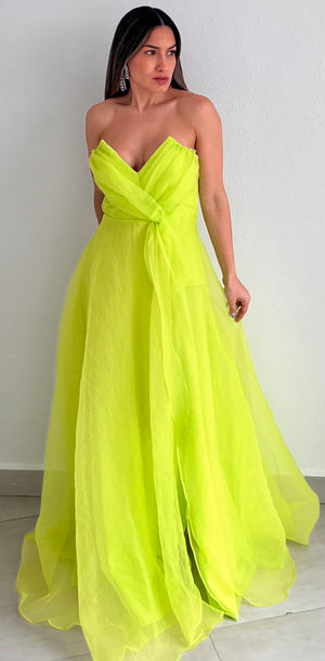 Brighter Side Strapless Lime Formal Dress