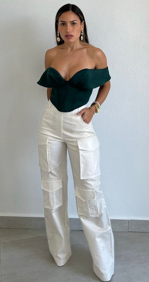 Always Alluring in Hunter Corset Crop Top