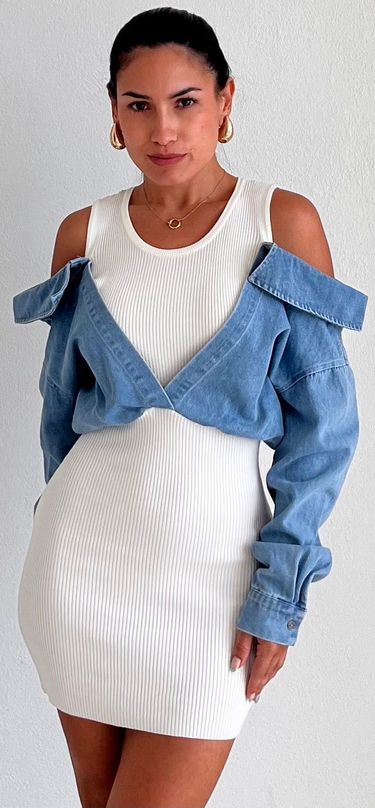 Enviably Cool Denim Long Sleeves Dress