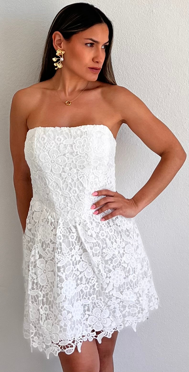 remarkable white lace dress Remarkable Days Mini Dress in White
