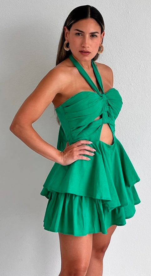 Flawless Days Green Halter Romper