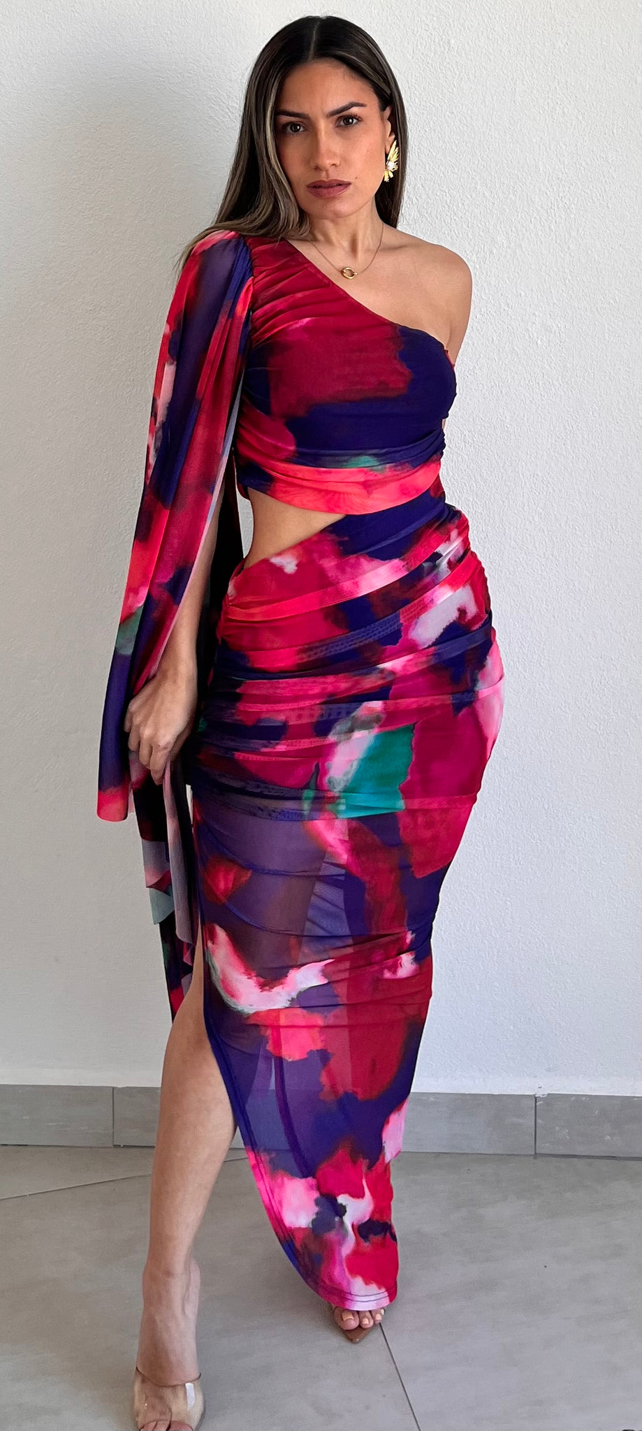 Truly Inspiring Print Mesh Midi Dress